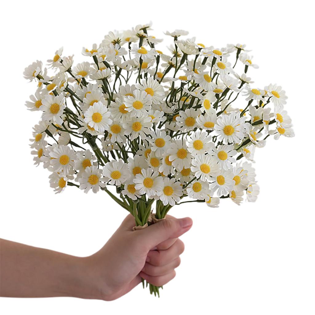 4 Pcs Artificial Flowers Artificial Daisy Flowers Outdoor Fake Wildflowers with Stems for Home Garden Decoration White