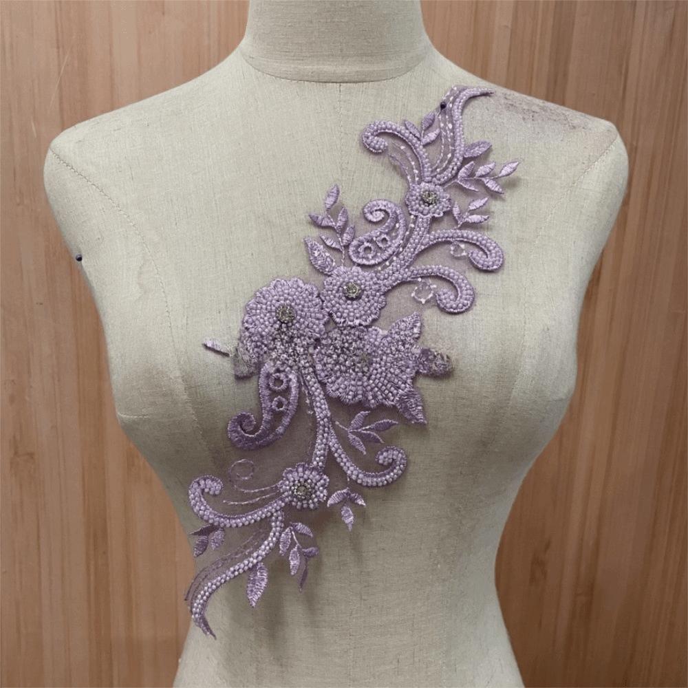 Petală Floră cu Strasuri și Dantelă Patch Broderie Floră cu Strassuri de Sticlă Applique DIY Accesorii Rochie de Seară Rochie de Mireasă