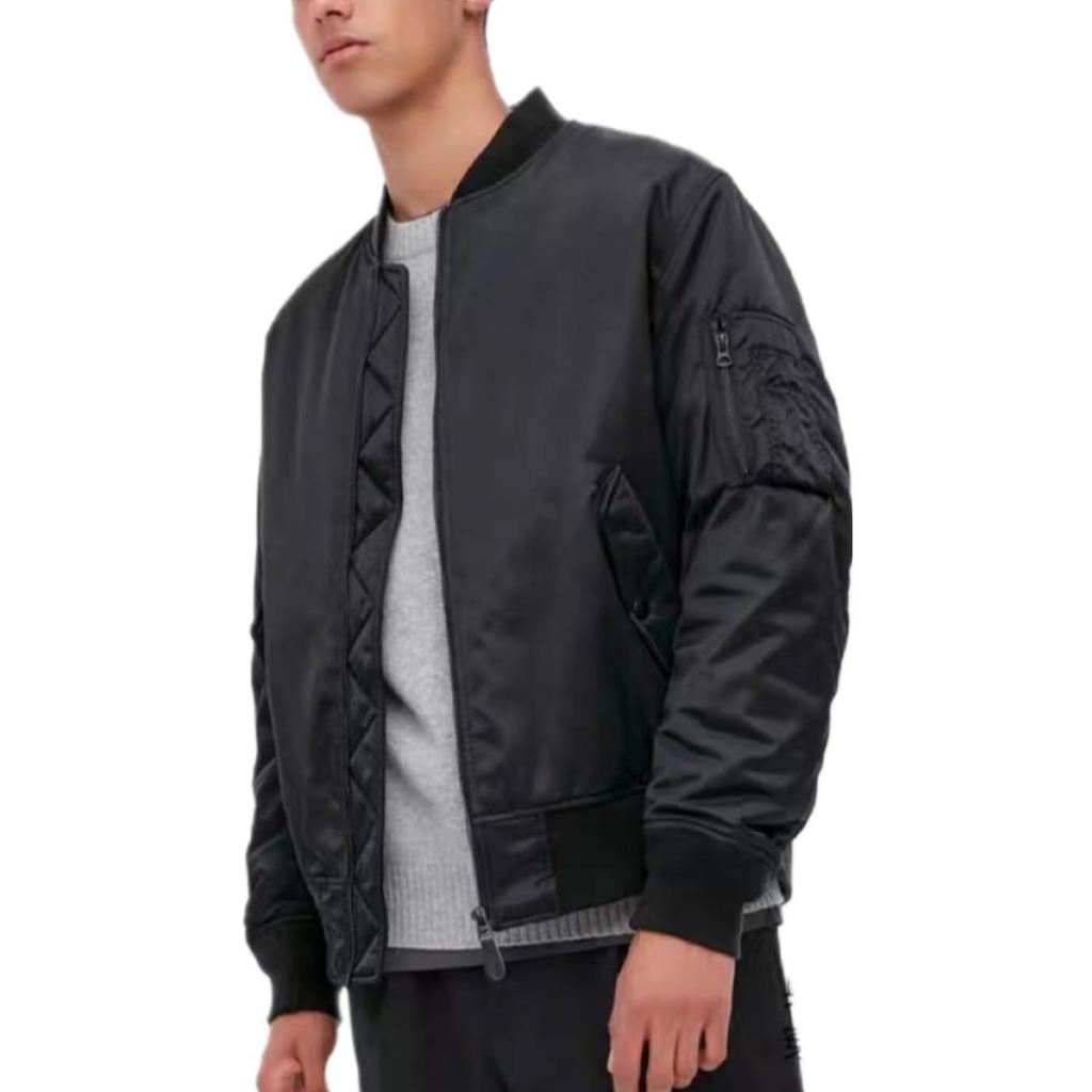UNIQLO Solid Color Zip Long Sleeve Jacket Unisex jackets Black 449629-09