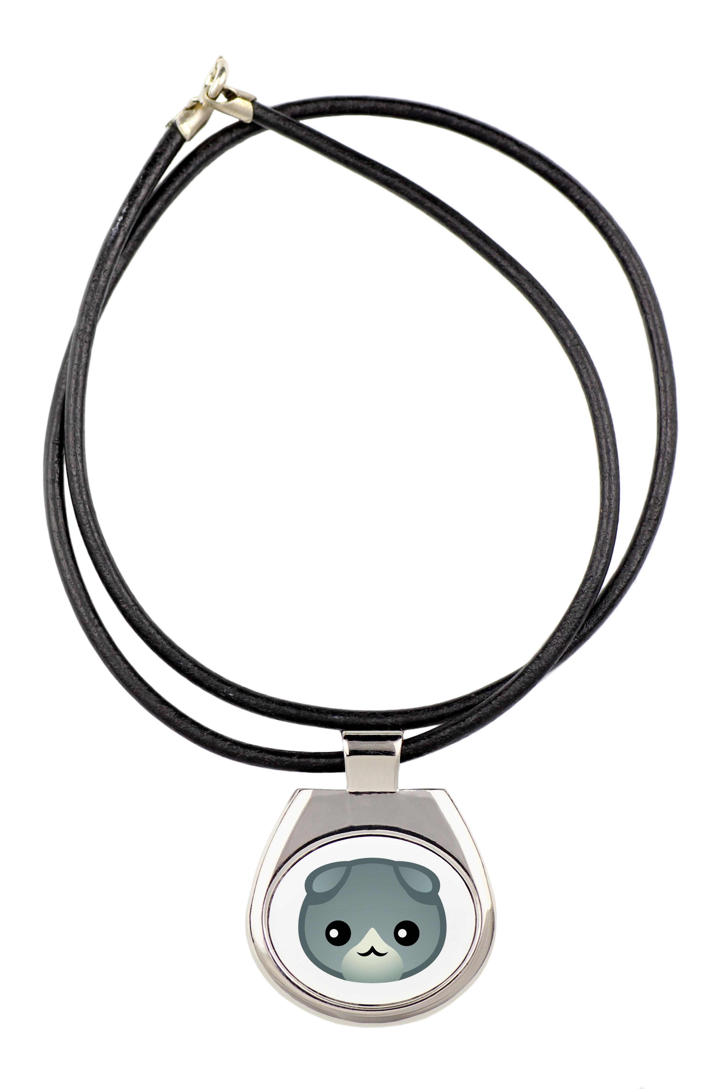 

Scottish Fold - pendant necklace with graphic on a chain strap by Art-Dog brand
