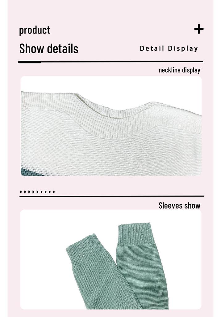 2024 Round Neck Patchwork Knitwear: Autumn-Winter Bestseller, European & American Style, Loose Fit Top
