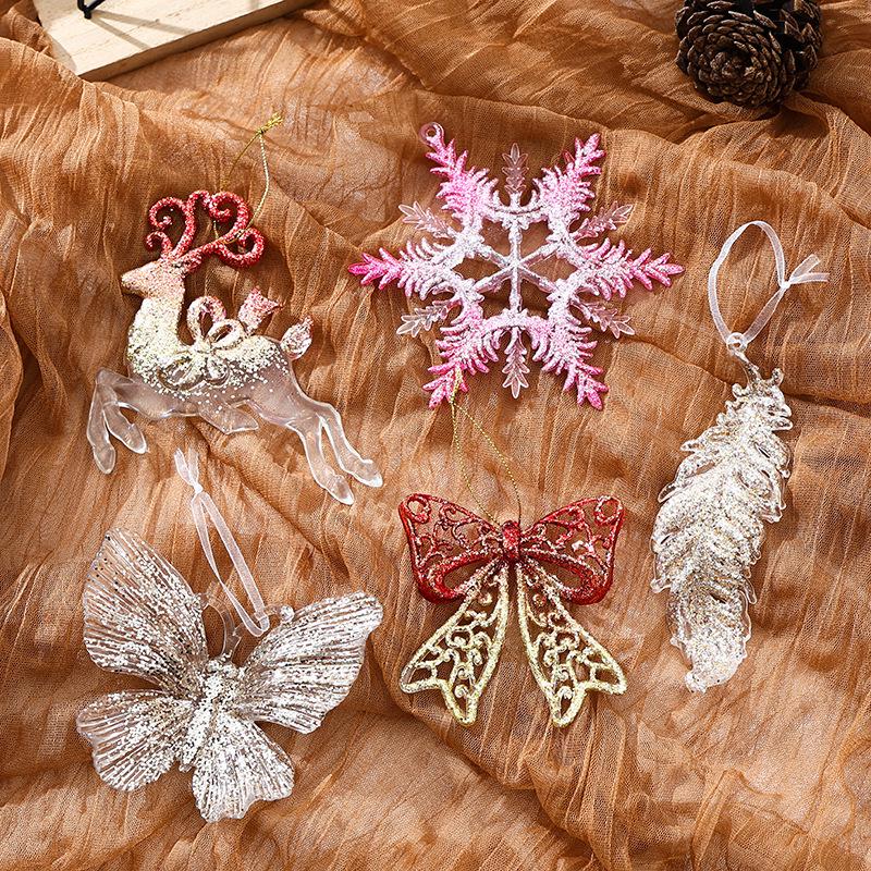 2026 Christmas Glitter Snowflake Acrylic Pendants for Tree Decoration