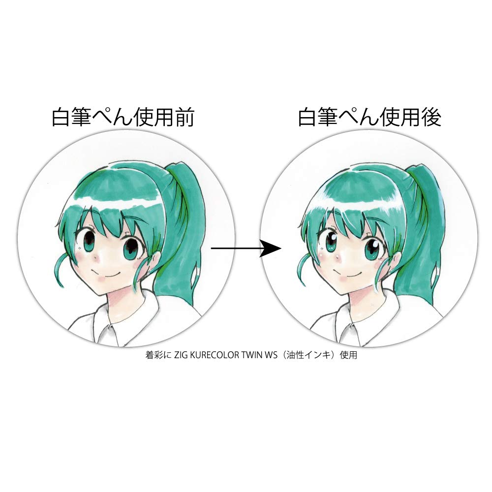 Kuretake ZIG CARTOONUST White Brush Ultra Fine Pen, Point, CNBW-02S