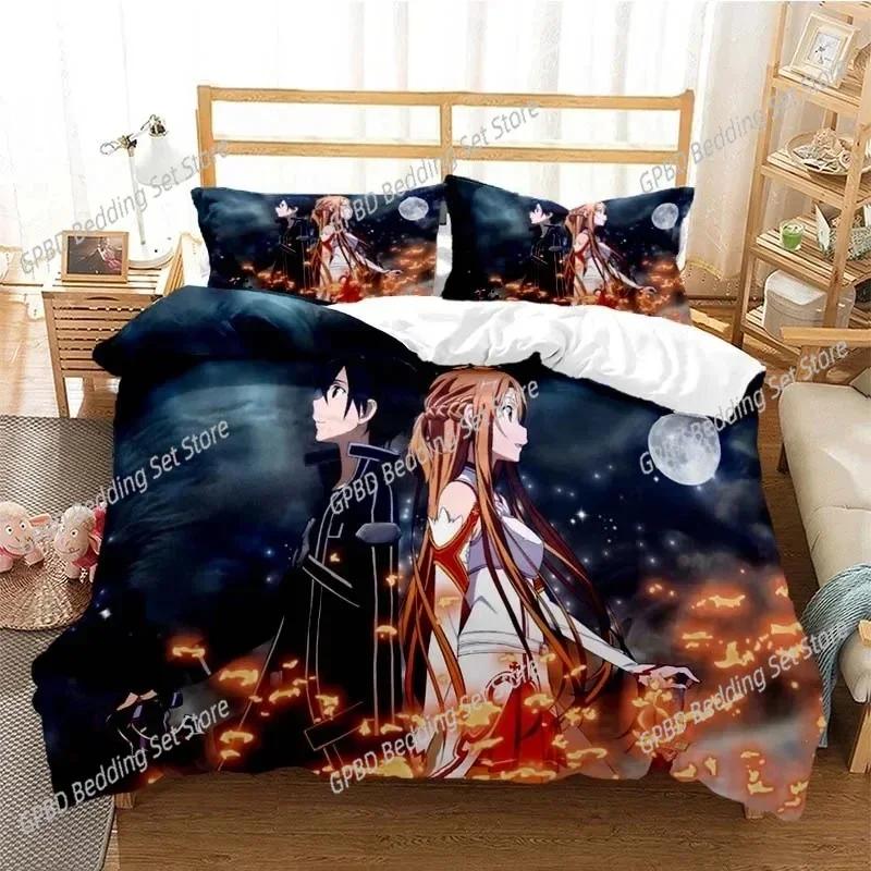 Cartoon Asuna Sword Art Online Bedding Set Single Twin Double Queen King Cal King Size Bed Linen Set