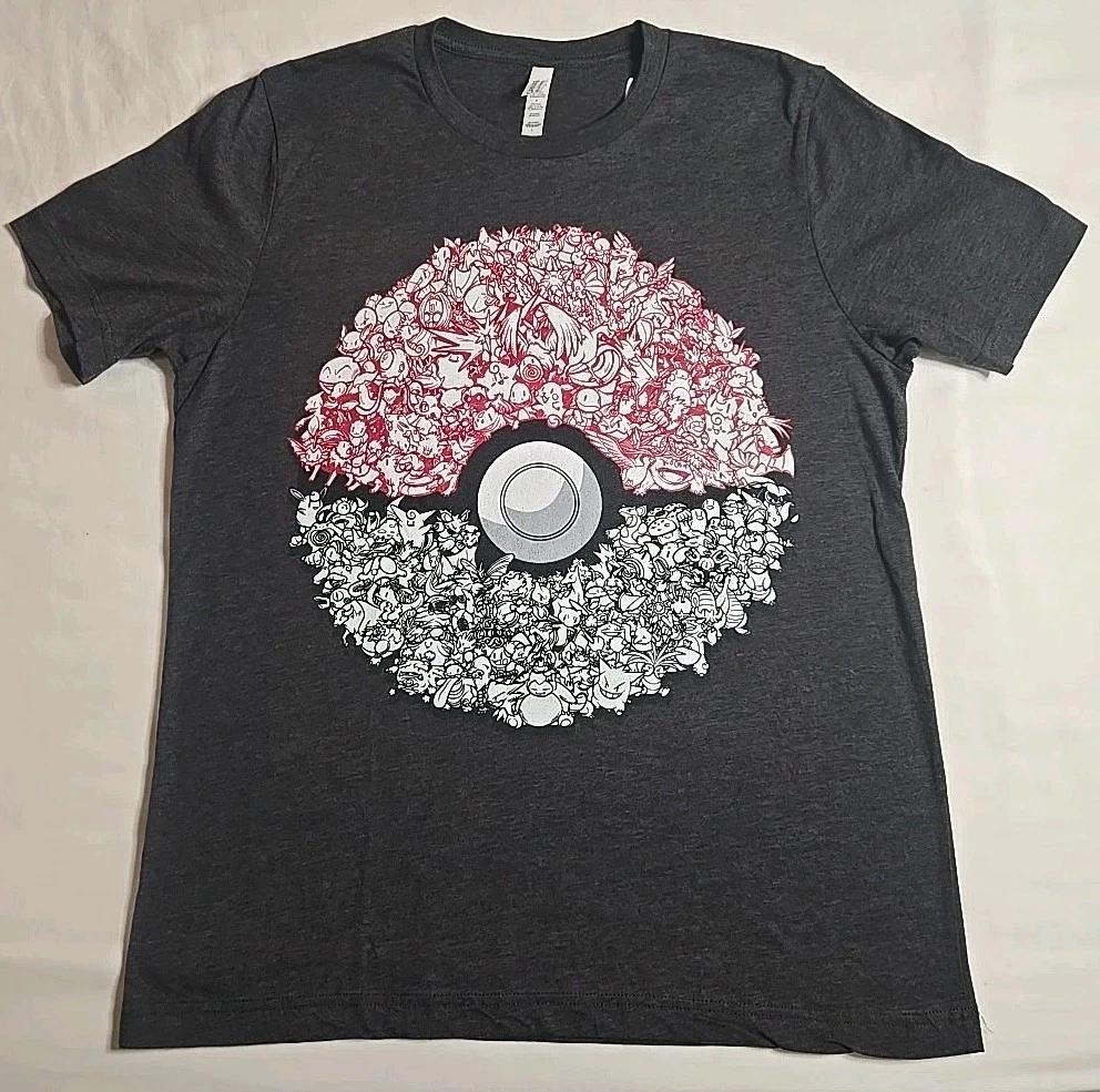 

Pokemon Doodle Pokeball Graphic Print T-shirt Men s Solid Grey Size Large S
