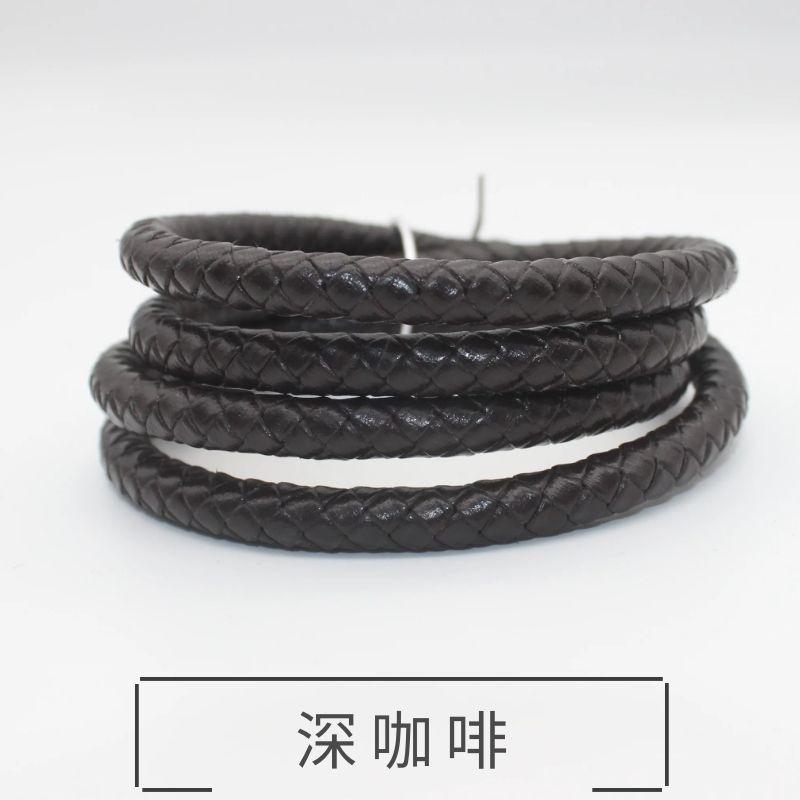 Zhoujia Same Cowhide First Layer Woven Cowhide Rope 8Mmdiy Bracelet Necklace Rope Woven Round Cowhide Rope 8mm 1.0m (37g) темный кофе