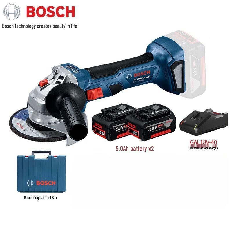 Bosch GWS 180-LI Cordless Brushless Angle Grinder CN Plug (adapter Included)