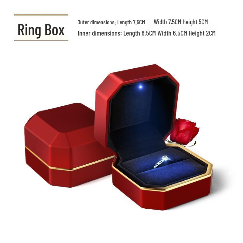 LED Light Lacquer Jewelry Box for Pendants, Bracelets, Rings, Charms, Bangles, Diamonds, Necklaces, and Couple Rings.