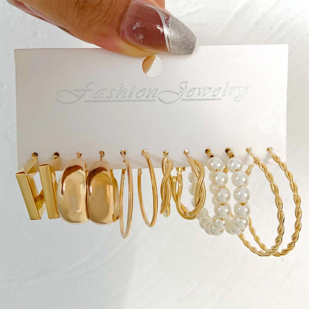 Retro Geometric Pearl Ear Cuffs: High-End Metal Earrings Alloy