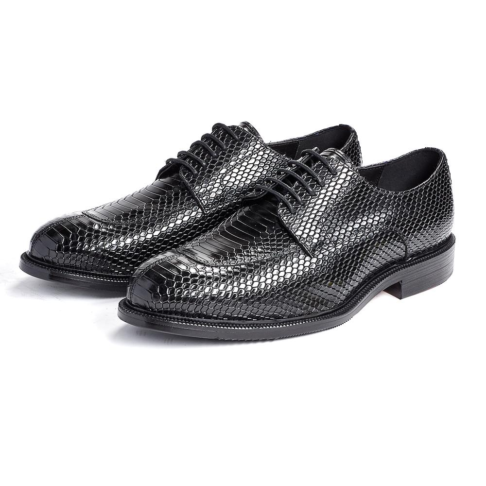 Men's British Style Genuine Leather Python Pattern Wedding Shoes Business Formal Dress Shoes