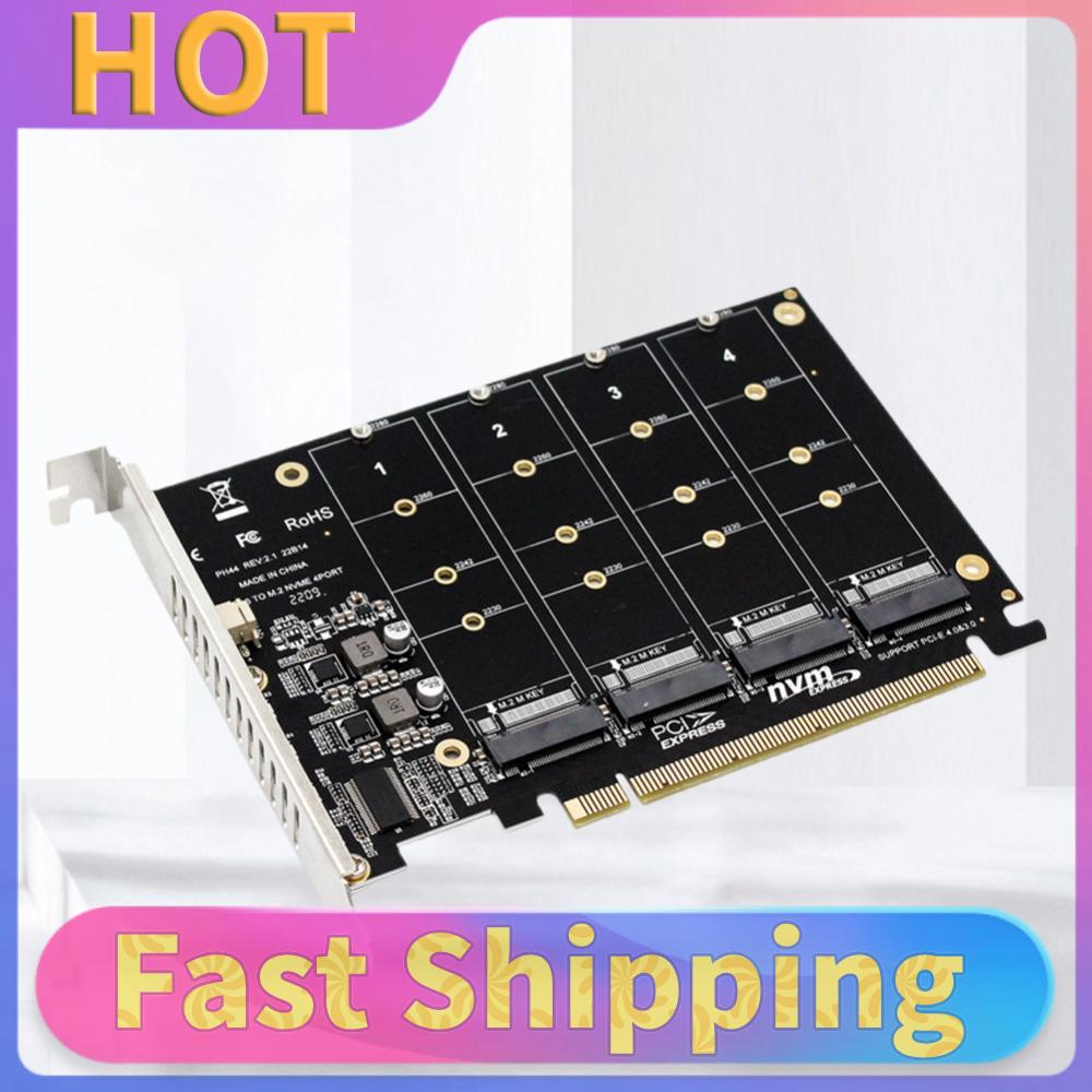 4 Port M.2 NVME SSD To PCIE X16 Reader Expansion Card 4X32Gbps Host Controller Expansion Card PCIE Split/PCIE RAID LED Indicator