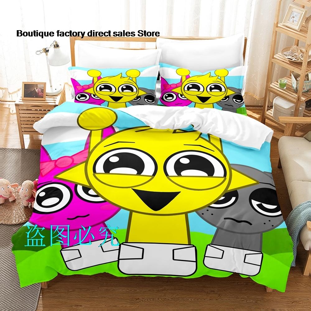 Sprunki Bedding Set Single Twin Full Queen King Size Bed Set Adult Kid Bedroom Duvetcover Sets Anime parure de lit Bed