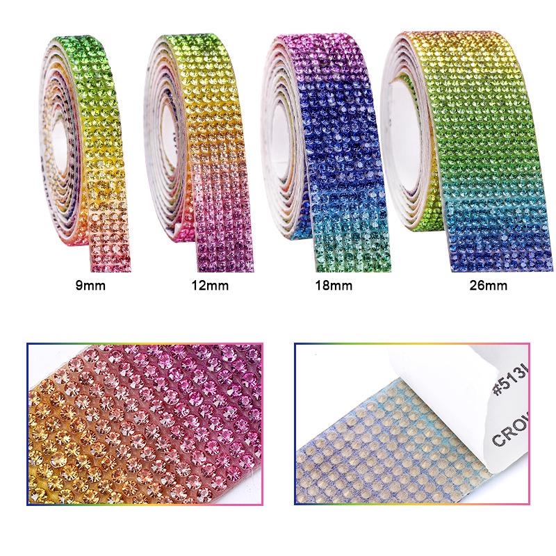 Color Rhinestone Diamond Strip Diy Accessories Row Diamond Tape Diamond Strip Diamond Sticker Self-Adhesive Jewelry Adhesive Clothing Accessories