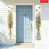 2D Flat, 2D Flat, 2D Flat Banner, 2pcs Spring Tulip Narcissus Doorway Hanging Flags, Butterflies Flying Transparent Vase Watercolor Flowers Front Door