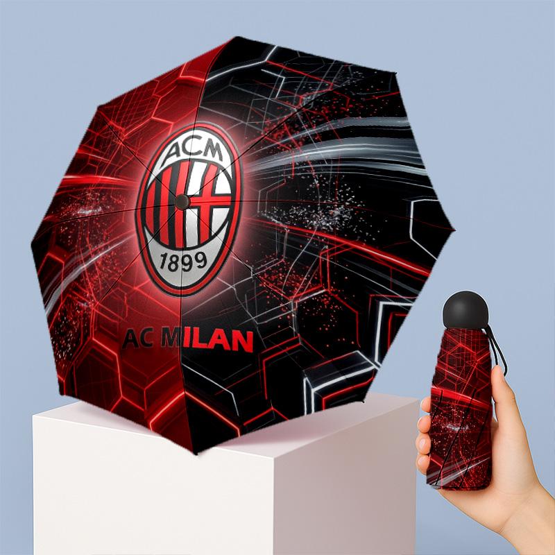 Parapluie Pliant Compact Mini 5 Plis 8 Baleines Imprimé Motif AC Milan Coupe-vent Imperméable Léger Portable