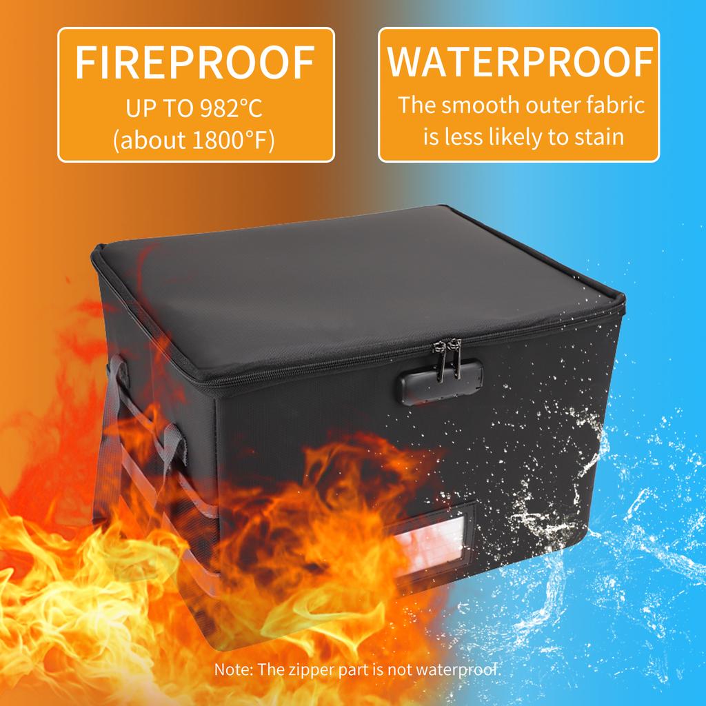 Fireproof Document Bag Fireproof Waterproof Storage Box with Lock Suitable for Hanging Letter/Legal