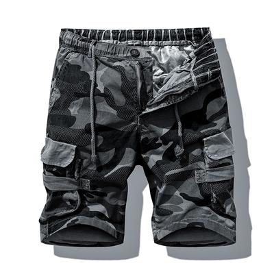 Men's Summer Camouflage Vintage Cargo Shorts Lightweight Drawstring Casual Shorts Men
