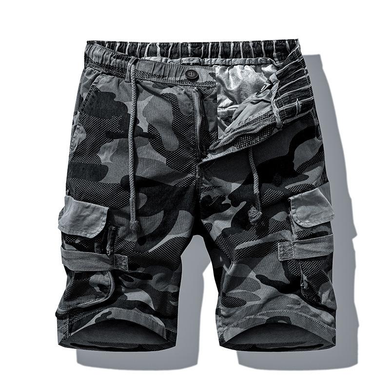 

Men s Summer Camouflage Vintage Cargo Shorts Lightweight Drawstring Casual Shorts Men 40 сірий