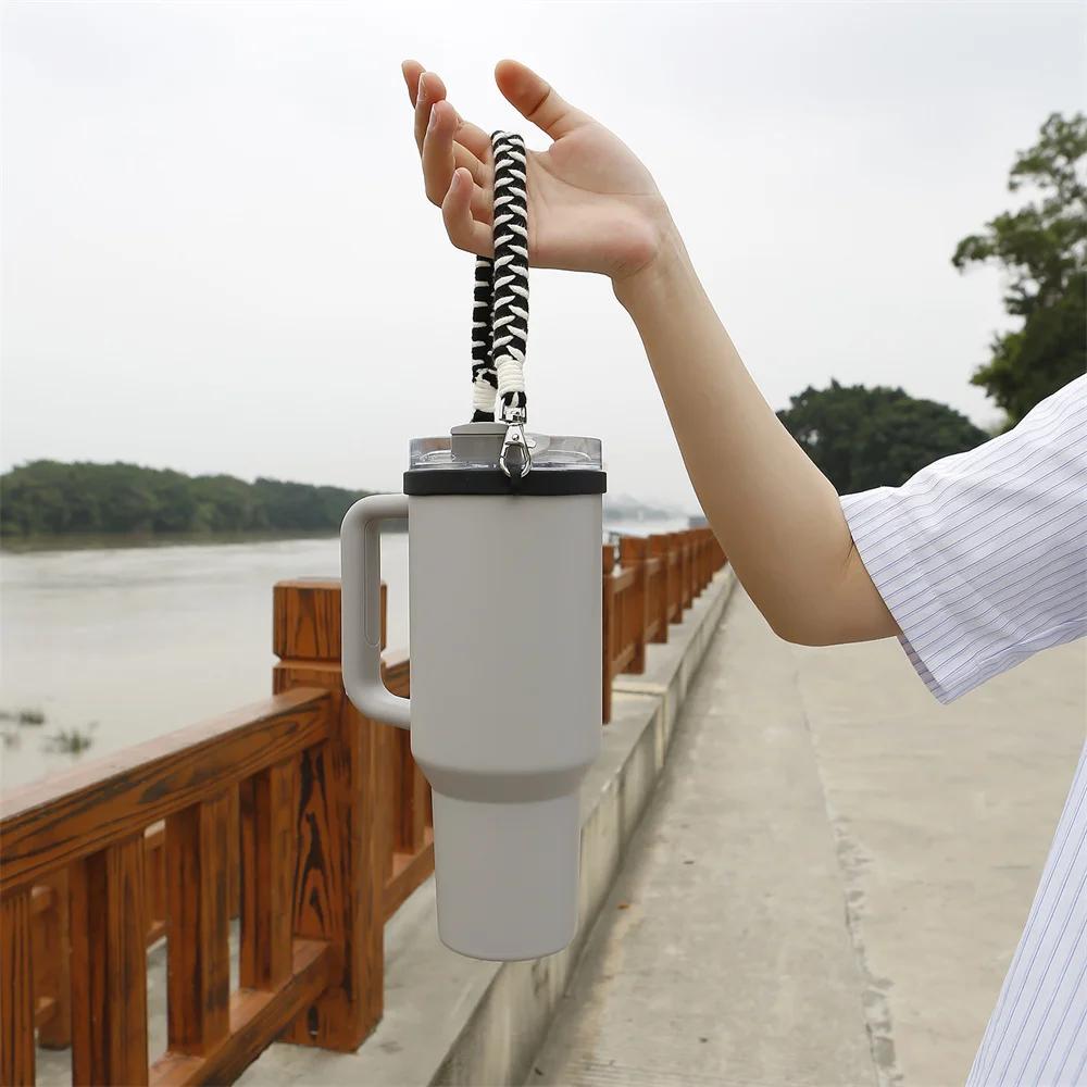 Hand-woven For 40oz Water Bottle Handle Cup Food Grade Thickened Silicone Ring For Stanley Sports Water Cup Strap Accessories