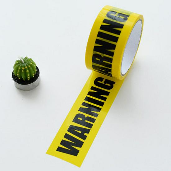 Large Roll Warning Tape - Black Text on Yellow Background, 4.8CM Wide, 25M Long