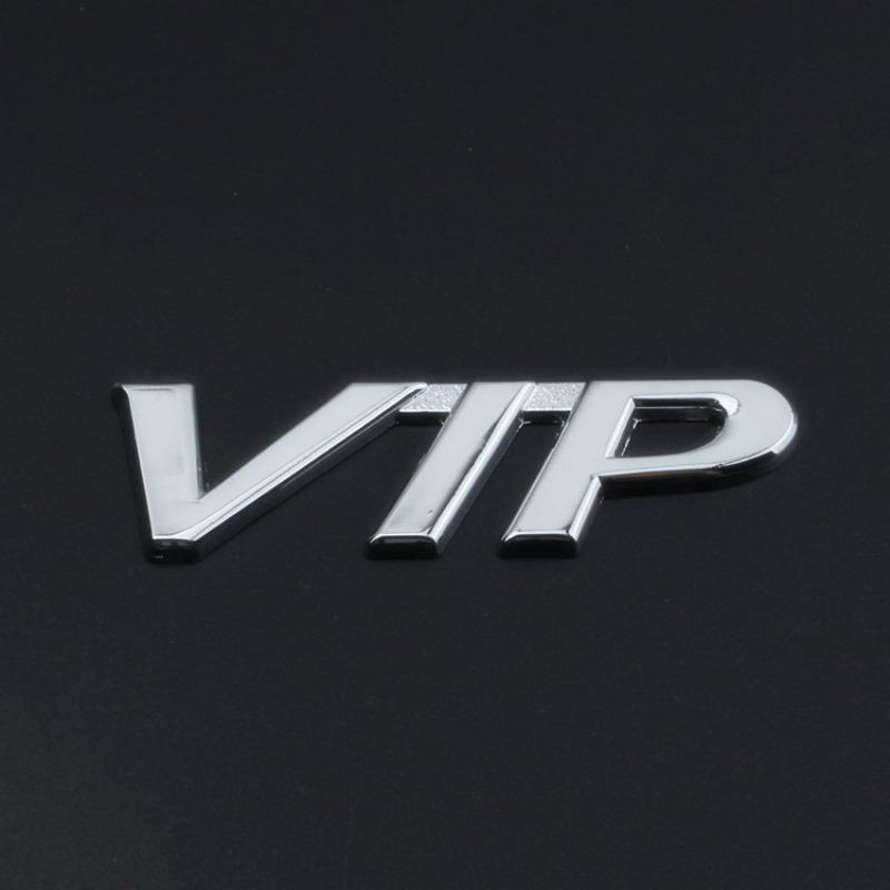 New Personalized VIP Car Logo Car VIP Word Logo Side Logo Decorative Sticker Modified Metal Tail Logo JP Car Sticker