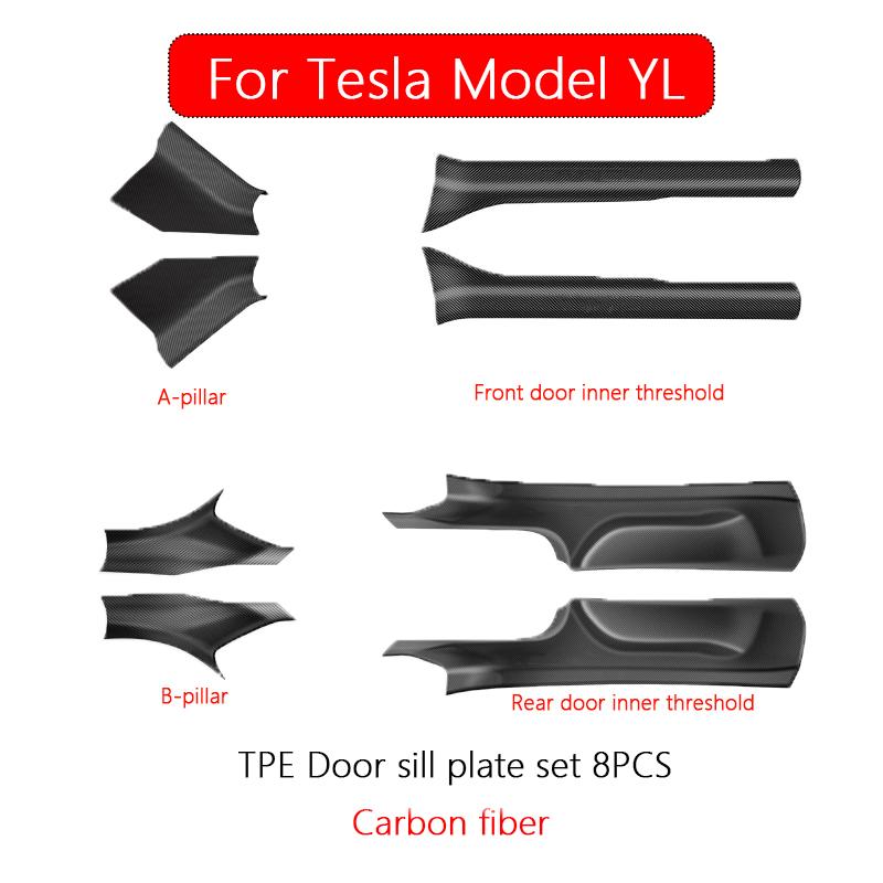 For Tesla Model YL 2026 TPE Front Rear Door Sill Protector Threshold Strip Waterproof Anti-kick Guard Panel Interior Accessories