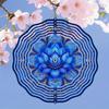 Metal Windmill Garden Decor Blue Lotus Mandala Hanging Wind Spinner Outdoor Yard Balcony Decoration No Electricity Needed Easy Install
