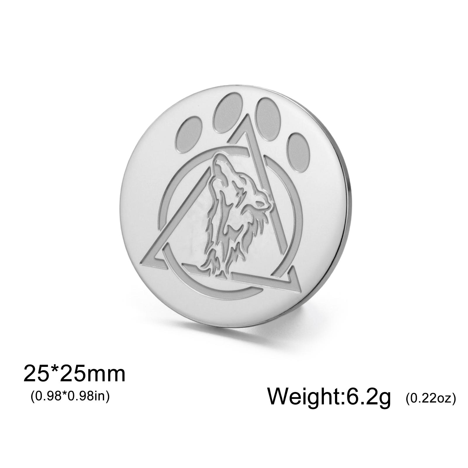 

My Shape Wolf Claw Round Metal Brooches for Women Men Stainless Steel Therian Symbol Animal Pins Shirt Suit Accessories Jewelry