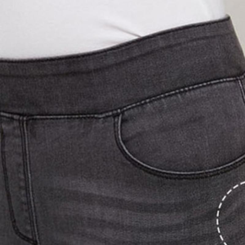 Baiyu Women Washed Banding Denim Pants Dwlw