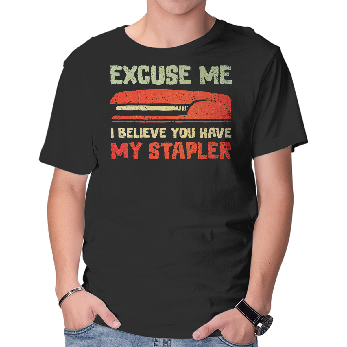 Unisex Crew Neck T-Shirt I Believe You Have My Stapler Graphic Short Sleeve Casual Tee XXL