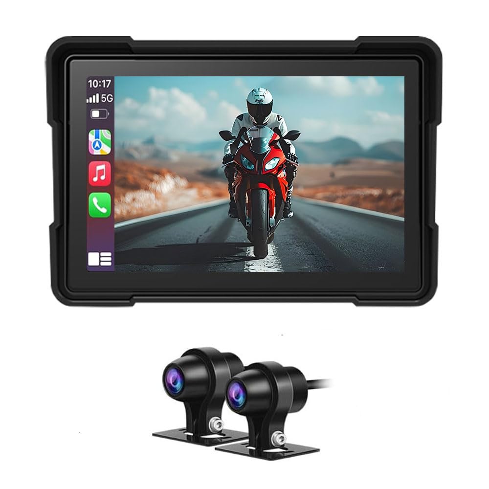 ULOPOP (Latest Motorcycle Drive Recorder) Carplay/Android Auto Compatible Bike Navigation System, 5 Inch IPS