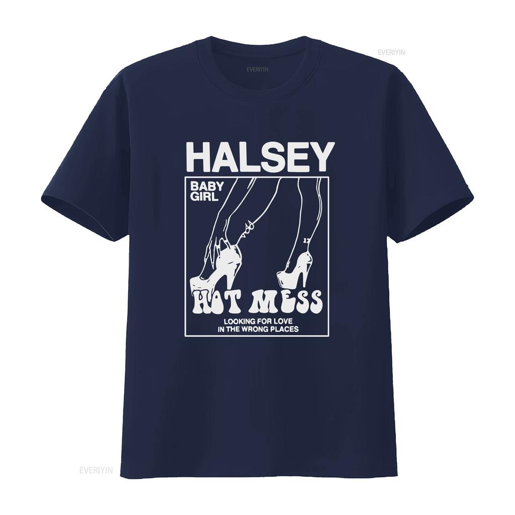 Halsey Hot Mess T Shirt  Sizes Met 183 Vintage Washed Homme Soft Comfortable Top For Everyday Wear Graphic Fashion Streetwear
