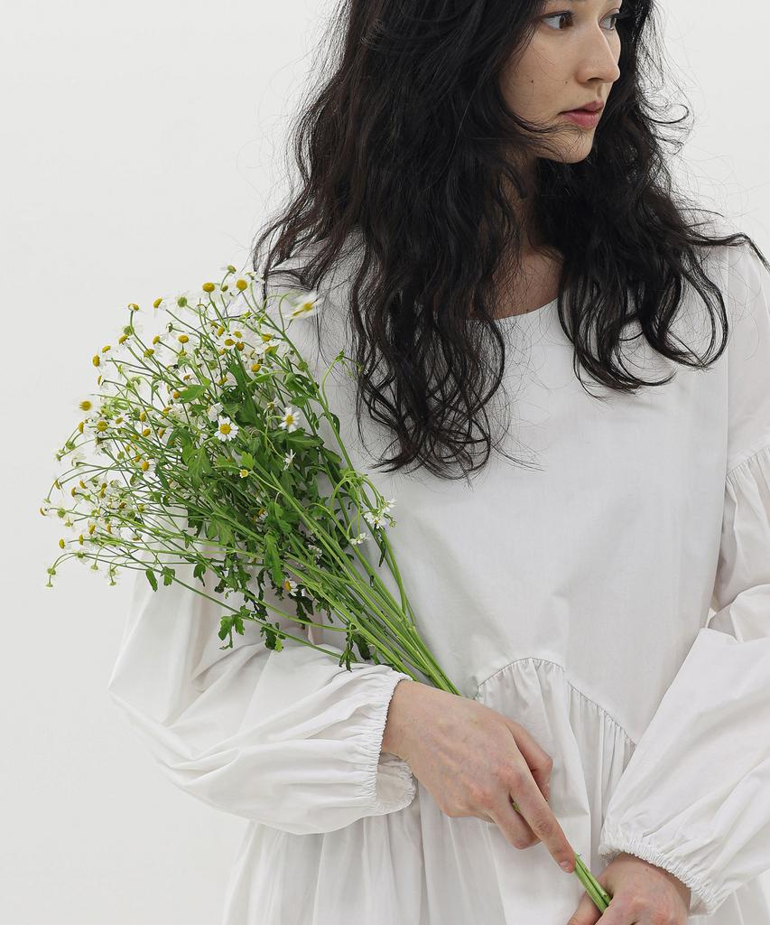 Keullaepeu Wave Puff Cotton Dress_Ivory
