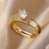 Gold Sliver Color Wide Diamond Adjustable Cuff Rings For Women  Zirconia Charm Cuff Finger Accessory
