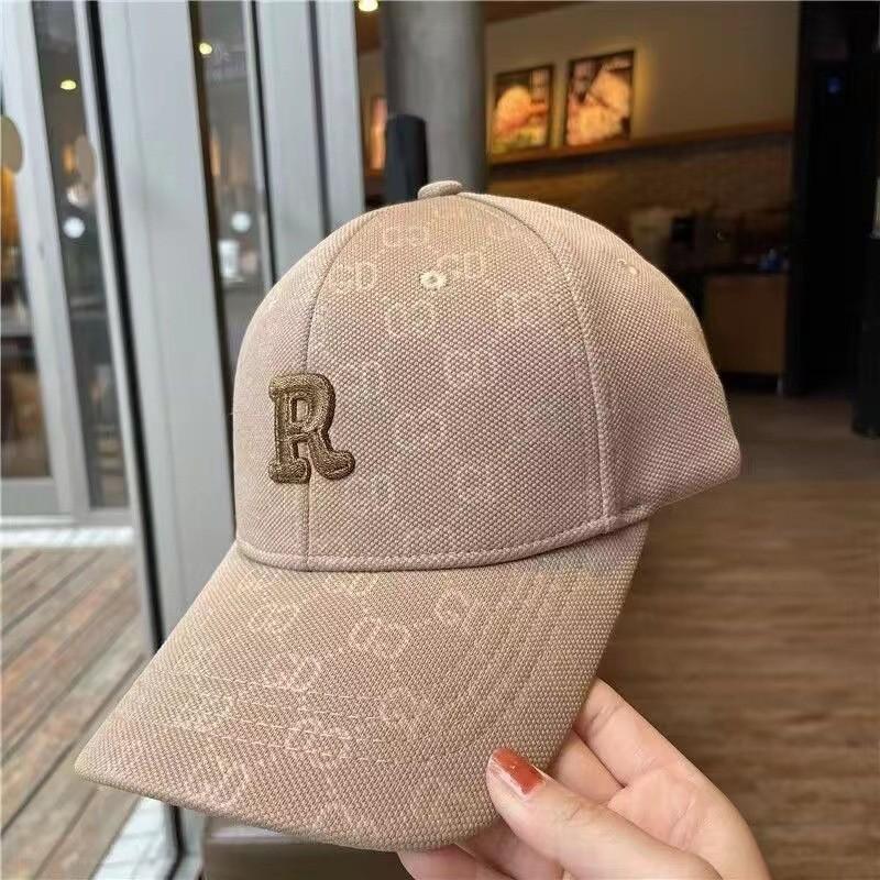 Baseball Cap With Embroidered R Letter For Outdoor Sun Protection Casual Wear