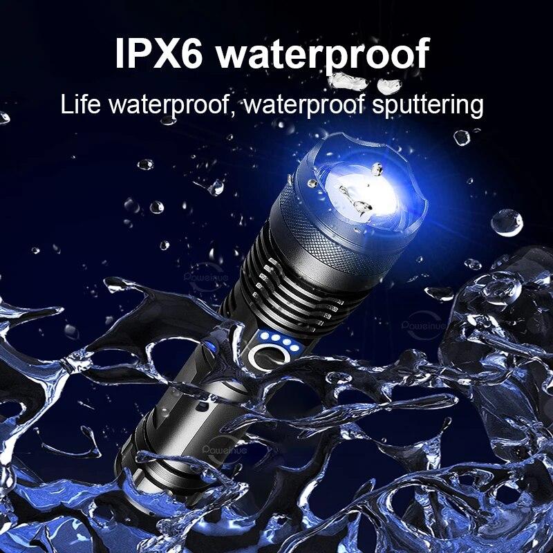 NEW 36 Cores XHP50 8000LM Rechargeable LED Flashlights Super Bright Flashlight Torch Powerful Lantern Camping Torch 26650
