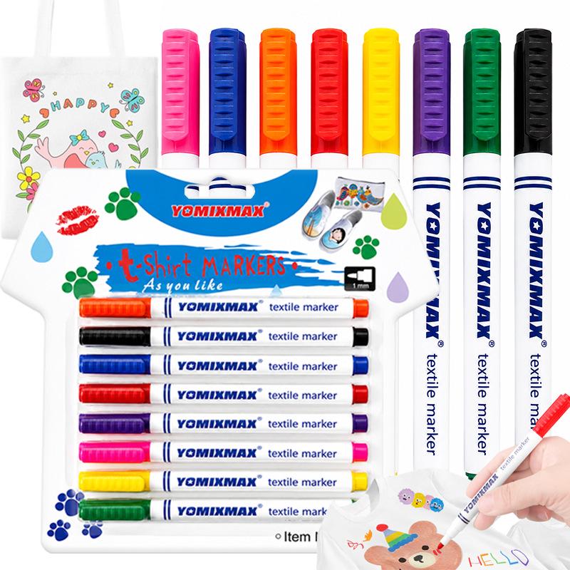 8-Color Fabric Marker Set for DIY and Kids' Graffiti