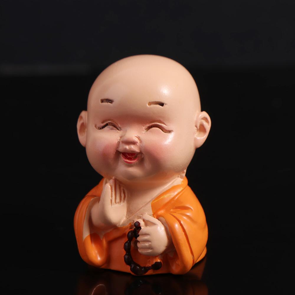 Cute Mini Buddha Figurine Resin Small Monk Sculpture Buddha Ornaments  Home Desktop Decor