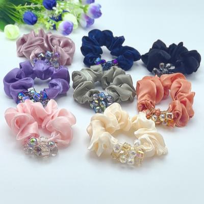 High-quality Elegant Hair Ties with Crystal and Satin Perfectly Holds Up Your Hair In A Ponytail or Bun Ideal for Any Occasion