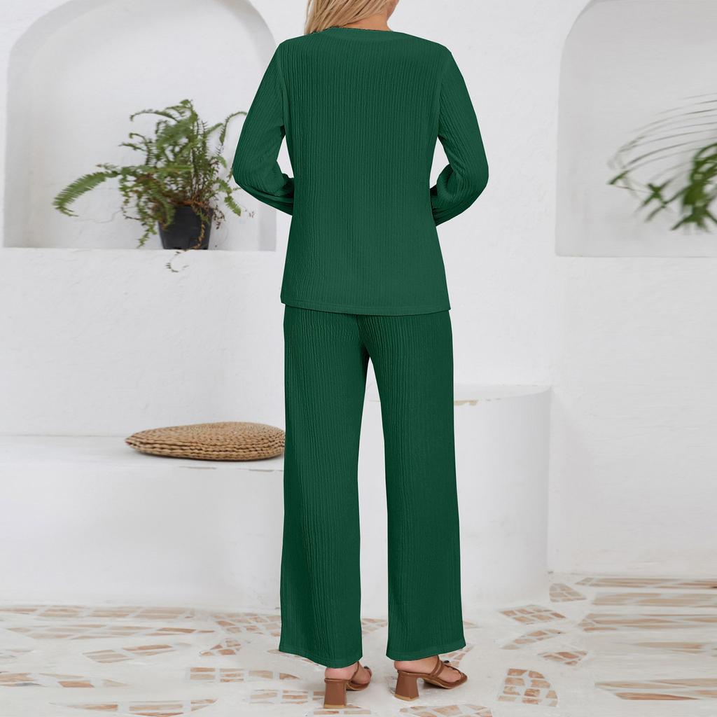 Conjuntos de dos piezas de otoño para mujer, camisetas de manga larga, camisetas largas, cómodas, informales, holgadas