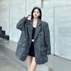 Women Bow Embroidery Tweed Suit Jacket Autumn Winter Thickened Shoulder Pad Wool Blazer Unique Design