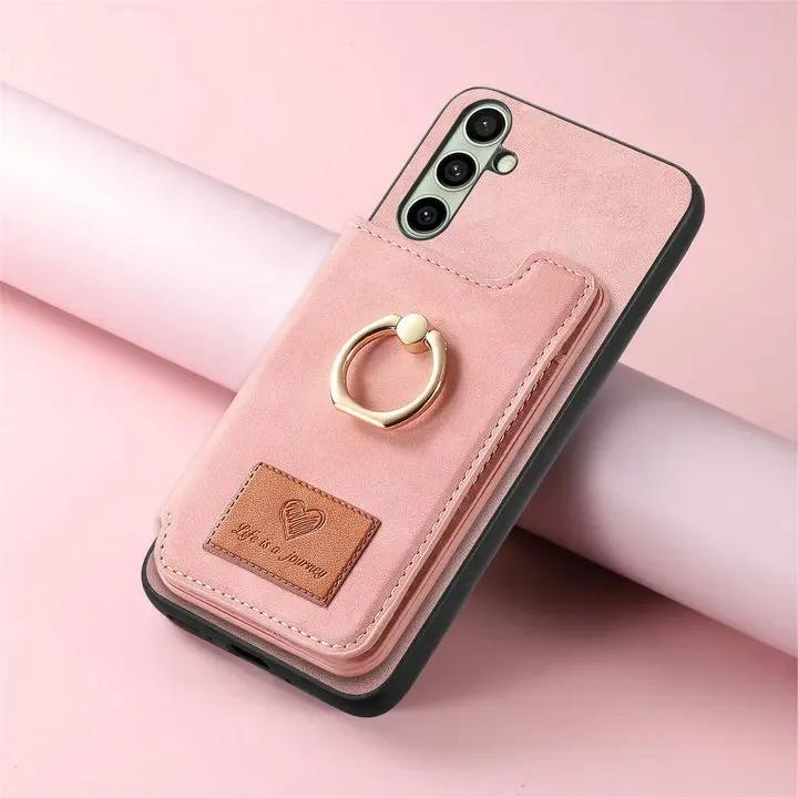 2 In 1 Detachable Cards Solt Wallet Leather Case For Samsung S25 Ultra S24 Plus S23 A56 A06 A16 A55 A35 A15 A05 A24 Ring Holder