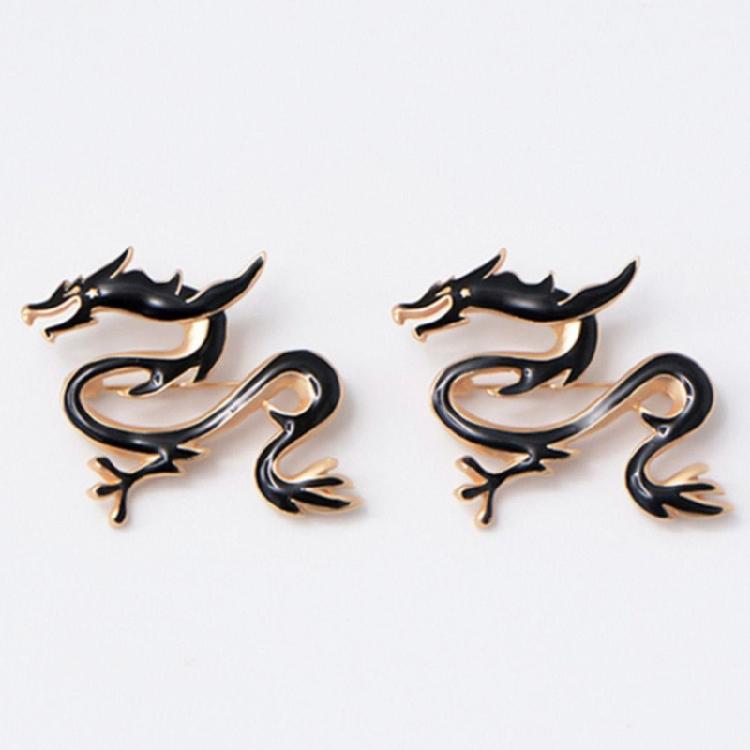 Unique Dragon Badge Pin Ornament Retro Dragon Form Lapel Pin for Statement Style