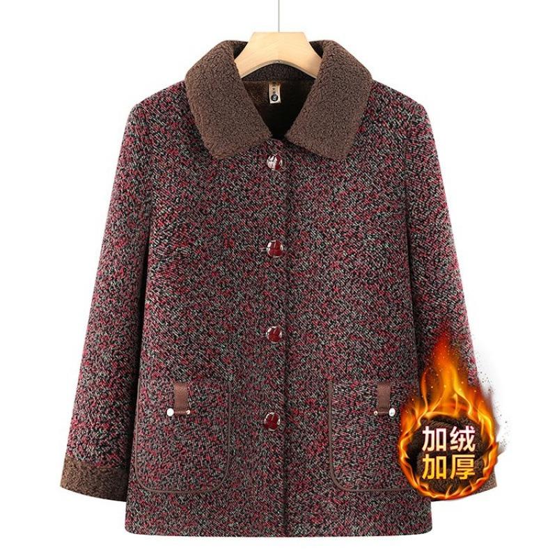 Coat Winter Clothing Autumn and Winter Plush Thickened Woolen Top Mink Clothes Old Lady Warm