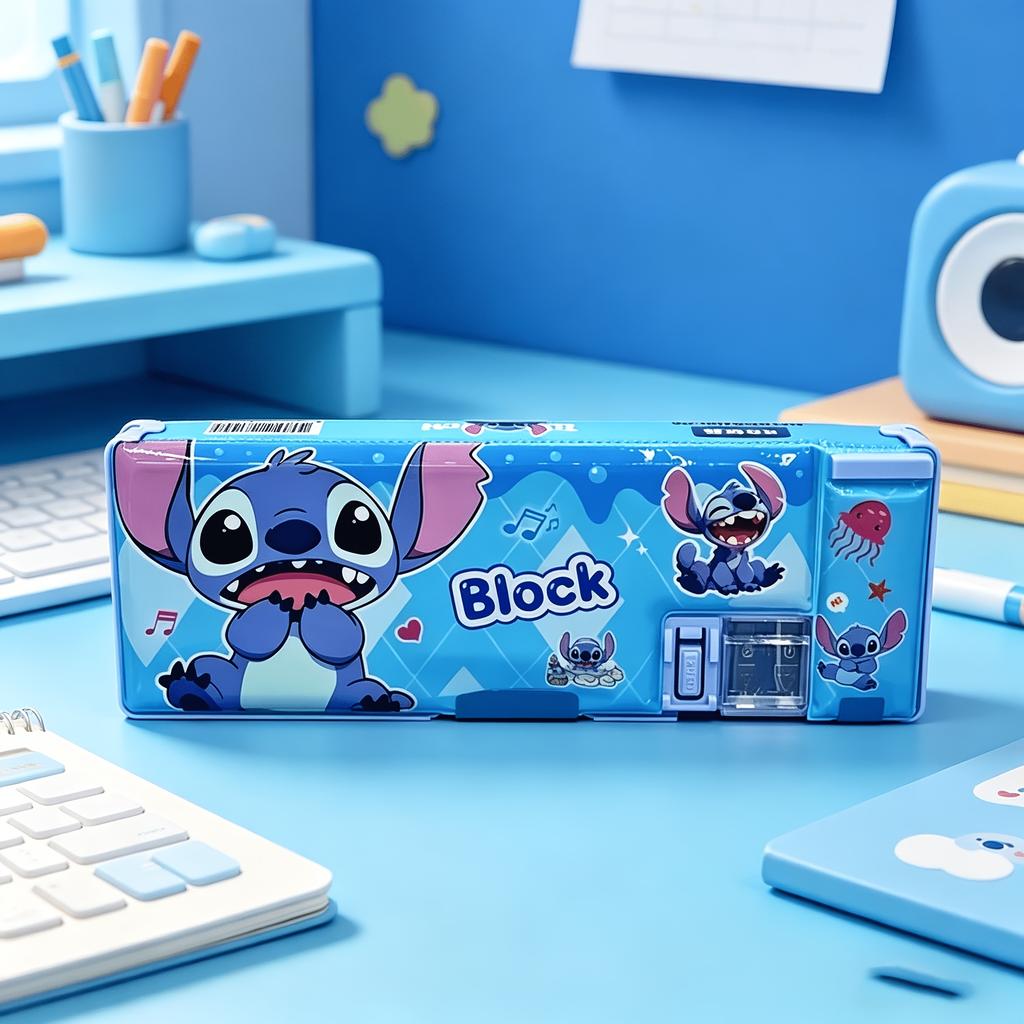 Disney Stitch Pencil Case, Large-capacity Creative Pencil Case, PVC Material, Fashionable Anime Style