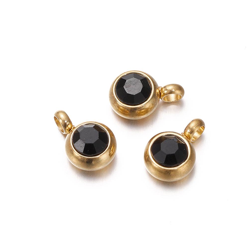 10Pcs 6mm Stainless Steel Birthstone Necklace Pendant Jewelry Making Rhinestone Charms For Women Earrings DIY Accessories Gift
