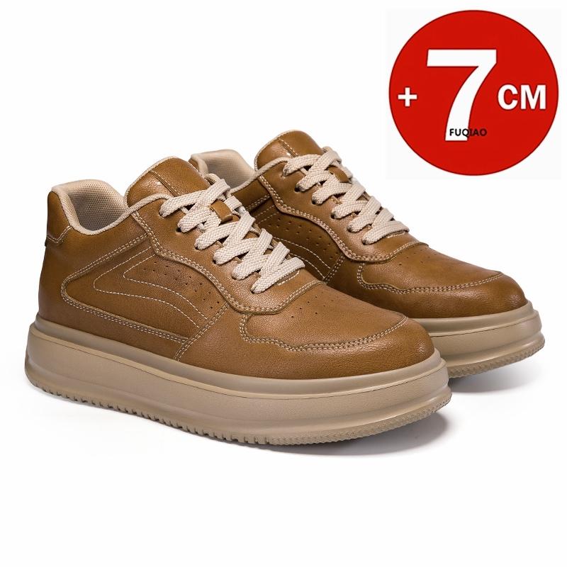 7CM Height Increasing Casual Shoes for Men & Women Leather Breathable Comfortable Elevator Sneakers Lightweight Fashion Sports