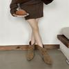 Inner heightening pile short boots women's shoes 2025 spring and autumn single boots pointed khaki with skirt high heel thin boots