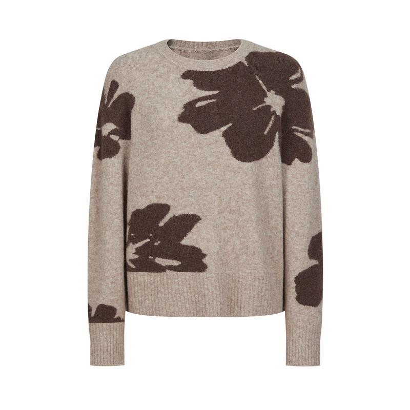 JUZI ANNACO Women's Elegant Hollyhock Jacquard Wool Knit Sweater