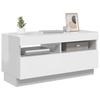 Vidaxl Szafka Pod Tv Z Oświetleniem Led, Biała Z Połyskiem, 80X35X40Cm